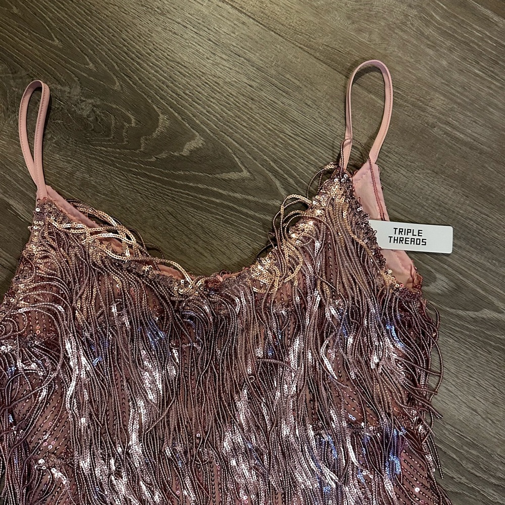 Triple Threads NWT Pink Feather Sequin Dress - Picture 2 of 3